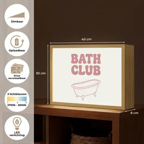 Retro - Bad - Roze Light Box met batterij (Wandlamp) middel -USP_websiteoverzichtNL
