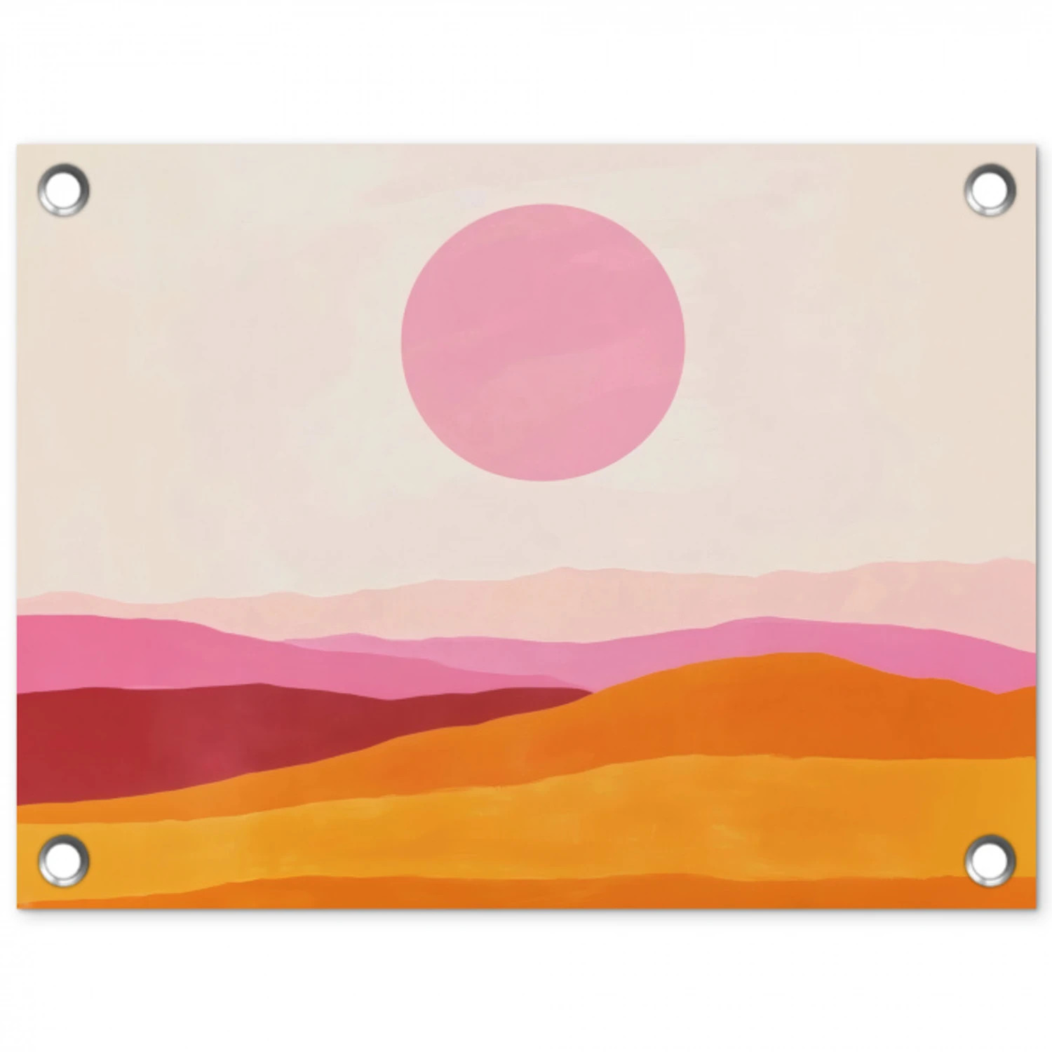 Heuvels - Oranje - Zon - Abstract tuinposter los doek klein -3d