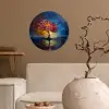 Boom - Blauw - Bladeren - Vakken Wandcirkel behangsticker klein -sfeer1
