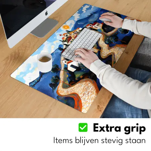 Dorp - Heuvelachtig - Zon - Mozaïek Muismat XXL klein -sfeer3