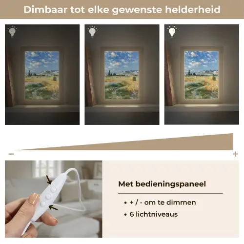 Landschap - Strobalen - Bergen - Wolken Light Box met kabel (Tafellamp) klein -USP_dimbaarNL