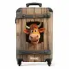 Bruine stier steekt hoofd door houten deur NBS - Handbagage koffer - Kinderen Unisex middel -productfoto_recht