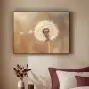 Paardenbloem - Beige - Natuur - Bloem Textielframe zwart klein -sfeer1