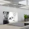 Eenden - Waterlelies - Riet - Zwart keuken achterwand spatscherm klein -3d_schuin