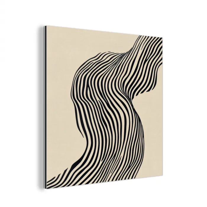 Golvend - Lijnen - Abstract - Silhouet aluminium wit klein -3d