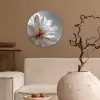 Bloem - Wit - Neutraal Wandcirkel kunststof plaat 5mm dik klein -sfeer1
