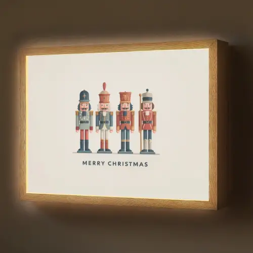Notenkrakers - Minimalistisch - Kerst - Beige Light Box met batterij (Wandlamp) middel -z3d_website