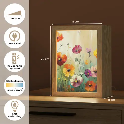 Kunst - Bloemen - Lente - Natuur Light Box met kabel (Tafellamp) klein -USP_NL