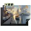 Zeilboot - Zon - Pier - Hout Inductie beschemer met haakjes klein -3d