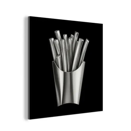 Frietjes - Futuristisch - Zilver aluminium wit klein -3d