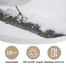 Roodborstje - Tak - Sneeuw - Winter - Levendig Akoestische PET Vilt - Rond klein -closeup_FR