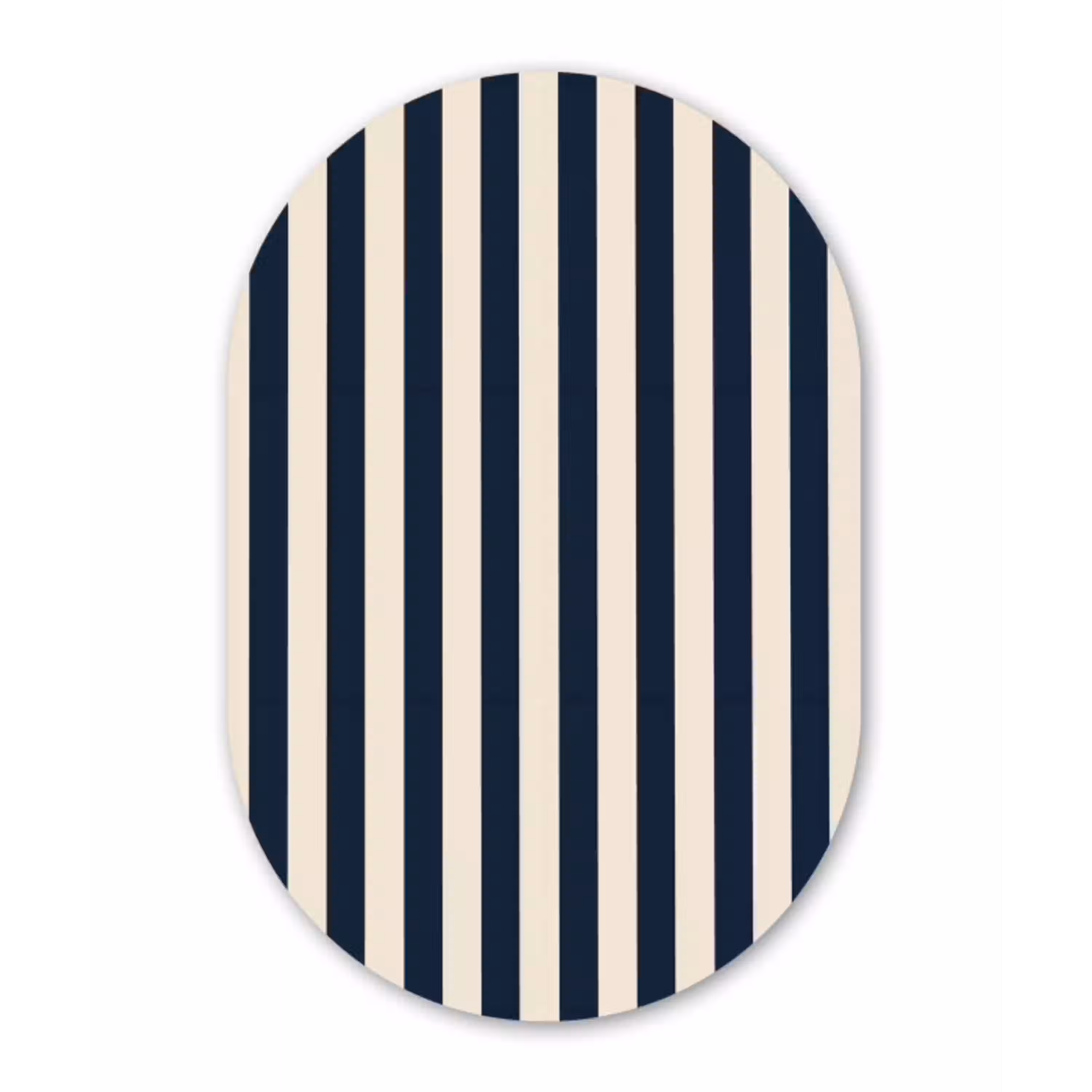 Verticale strepen - Blauw - Crème Wandcirkel Ovaal Aluminium middel 839 -3d
