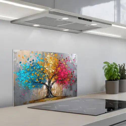 Boom - Kleurrijk - Grijs - Modern keuken achterwand spatscherm klein -3d_schuin
