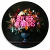 Quote - Bloemen - Vaas - Neon Wandcirkel kunststof plaat 5mm dik klein -3d