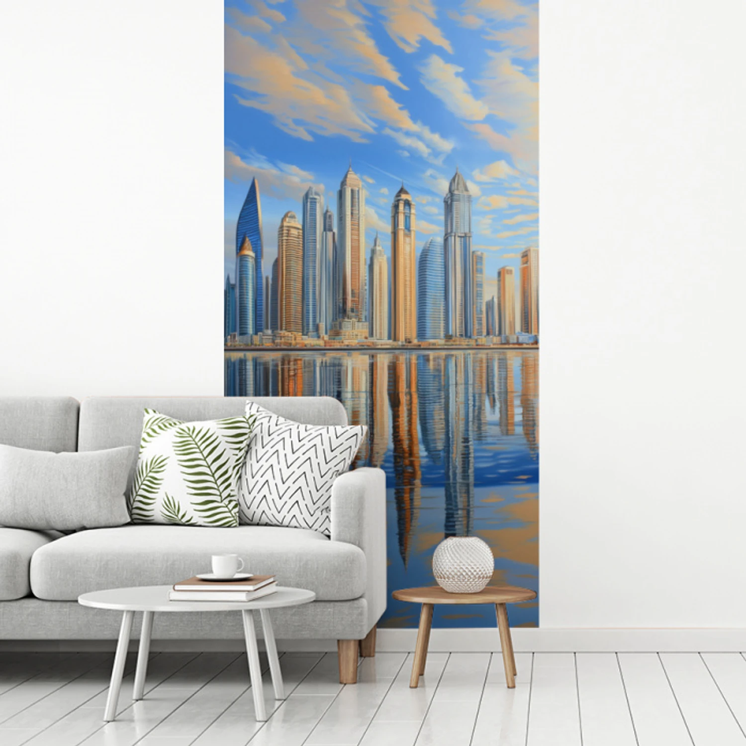 Skyline - Wolkenkrabbers - Water - Blauw fotobehang vinyl groot -woonkamer