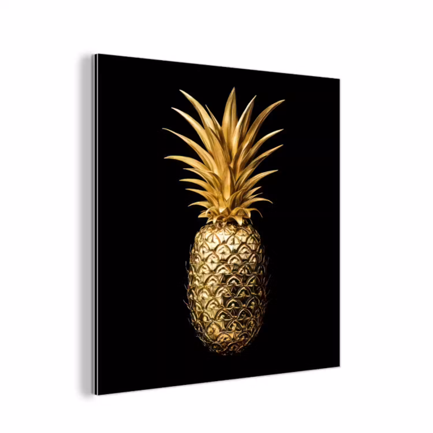 Aluminium schilderij - Ananas - Zwart - Goud - Luxe
