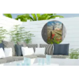 Bloemen - Molen - Lente - Doorkijk Wandcirkel tuinposter met ringen klein -buiten2