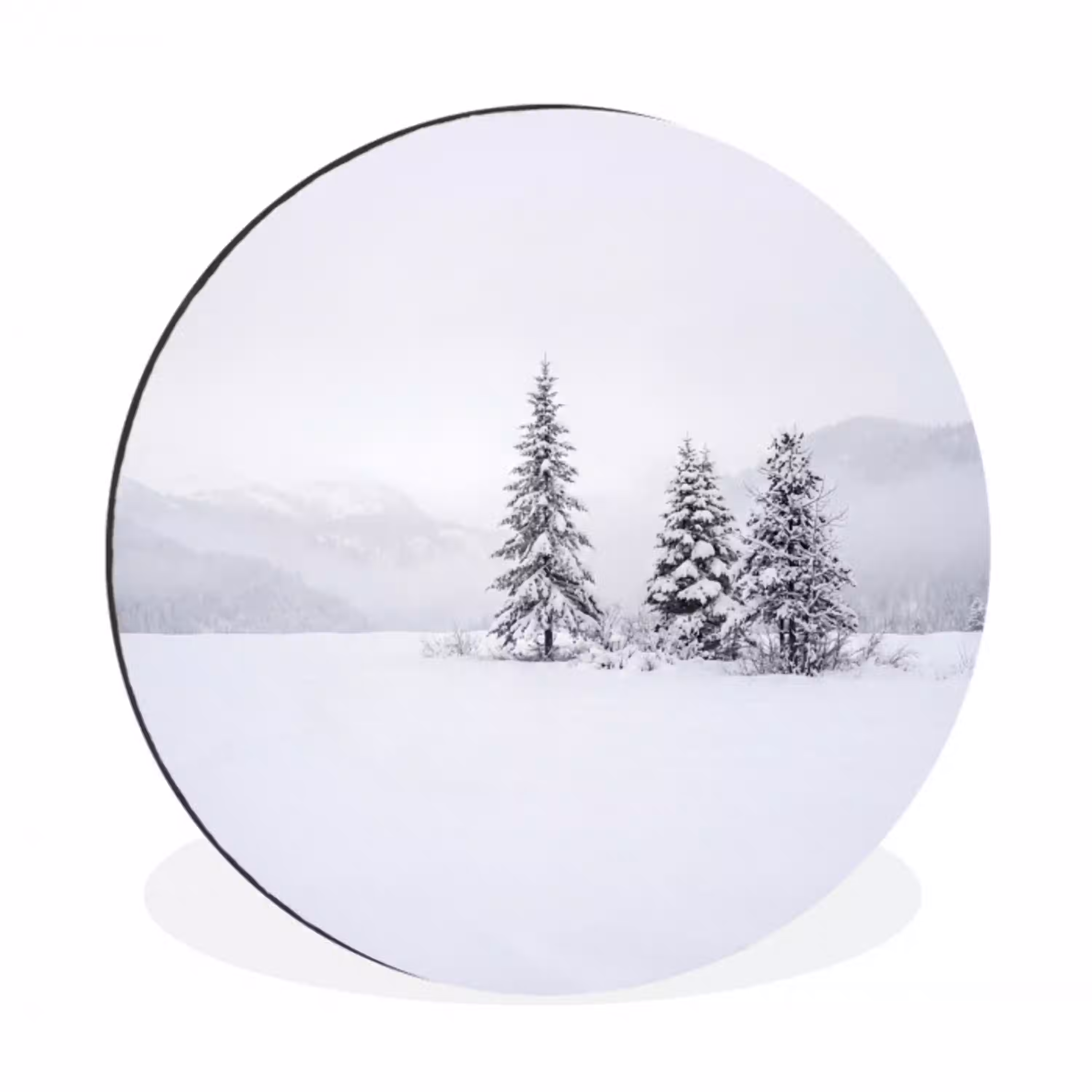 Fijnsparren - Sneeuw - Winter - Landschap - Stilte Wandcirkel aluminium klein -3d