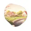 Schapen - Huisje - Platteland Wandcirkel Organisch Aluminium middel -3d