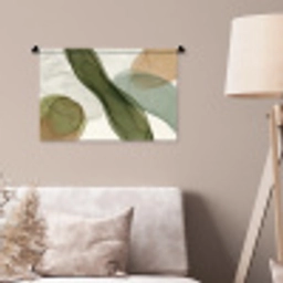 Abstract - Vormen - Modern - Kunst - Groen - Bruin Wandkleed katoen klein -sfeer4