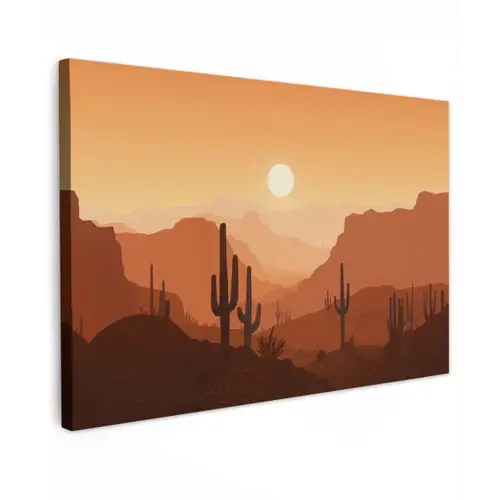 Landschap - Woestijn - Cactussen - Zon canvas 2cm klein -z3d