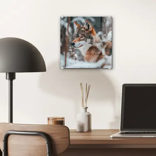 Wolf - Sneeuw - Winter - Dieren - Natuur - Sneeuw plexiglas 5mm klein -sfeer6