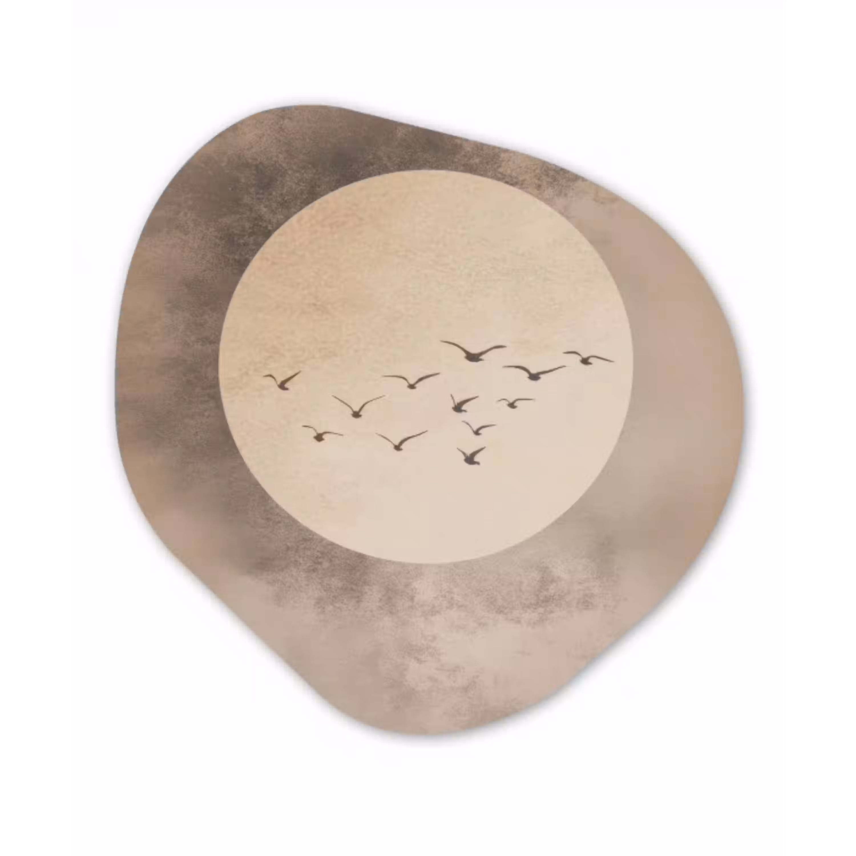 Vogel - Beige - Japandi Wandcirkel Organisch Aluminium middel -3d