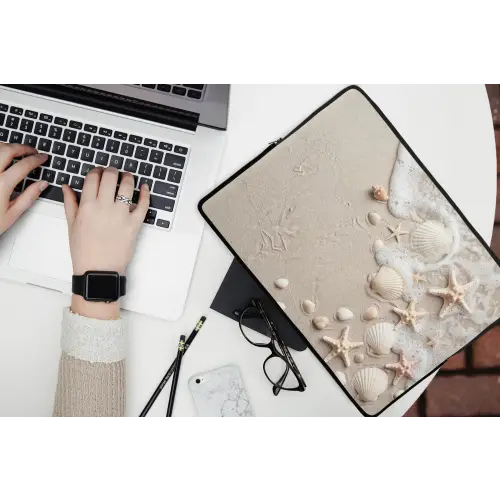 Schelpen - Zeesterren - Strand laptophoes neopreen klein -bureau