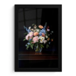 Pastel - Bloemen - Glazen - Vaas fotolijst zwart zonder passe partout klein -3d