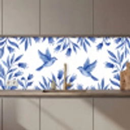 Modern - Vogels - Delfts - Blauw keuken achterwand 2 middel zz_3dshopping