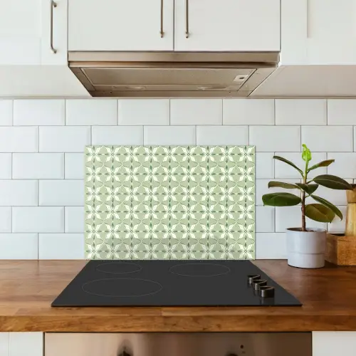 Patroon - Bloemenvorm - Groen keuken achterwand spatscherm klein 900 -sfeer2