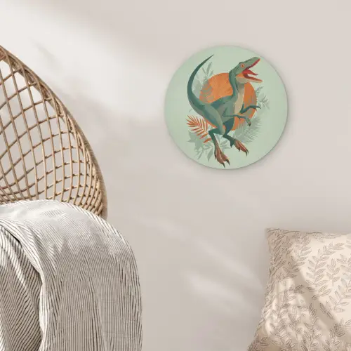 Dino - Bladeren - Grafisch - Groen Akoestische PET Vilt - Rond klein -sfeer4