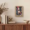 Mona Lisa - Leonardo da Vinci - Bloemen - Roze Light Box met kabel (Tafellamp) klein -sfeer2