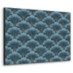 Patroon - Ginkgoblad - Blauw Textielframe zwart klein 947 -3d