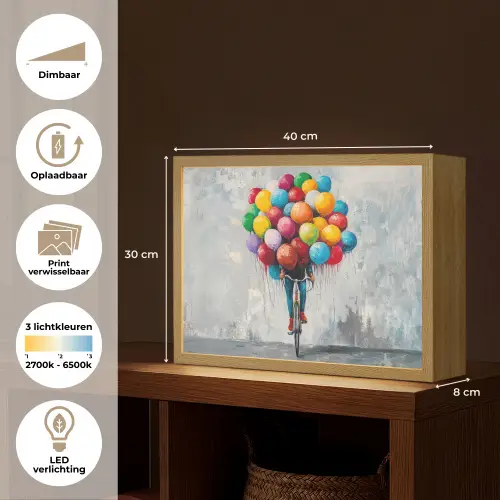 Balonnen - Street art - Vintage Light Box met batterij (Wandlamp) middel -USP_websiteoverzichtNL