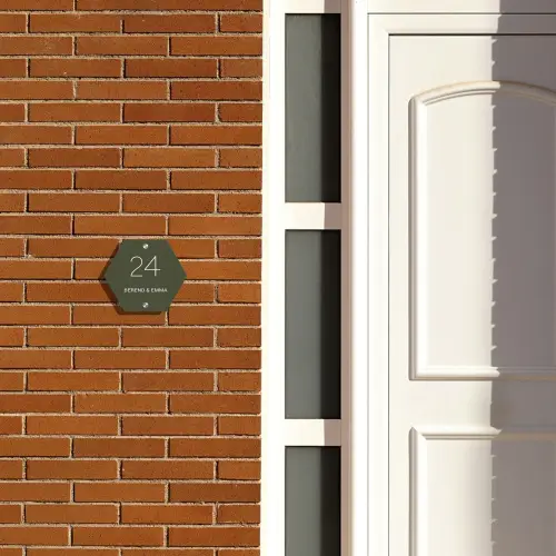 Donkergroen - Klassiek Naambord Hexagon klein -sfeer3-hexagon-XS