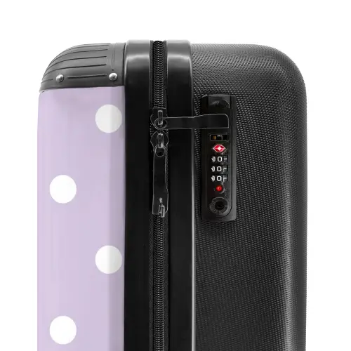 Lichtpaarse achtergrond met witte stippen NBS - Handbagage koffer - Kinderen Unisex middel -slot