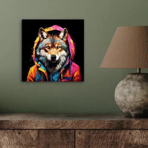 Graffiti - Wolf - Jas - Zwart aluminium wit klein -sfeer2