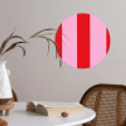 Strepen - Klassiek - Roze Wandcirkel behangsticker klein 186 -sfeer3