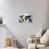 Wereldkaart - Blauw - Abstract Tuinposter op houten frame 2 cm dik klein -sfeer1