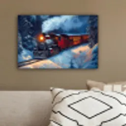 Trein - Kerst - Sneeuw - Kersttrein canvas 2cm klein -sfeer3