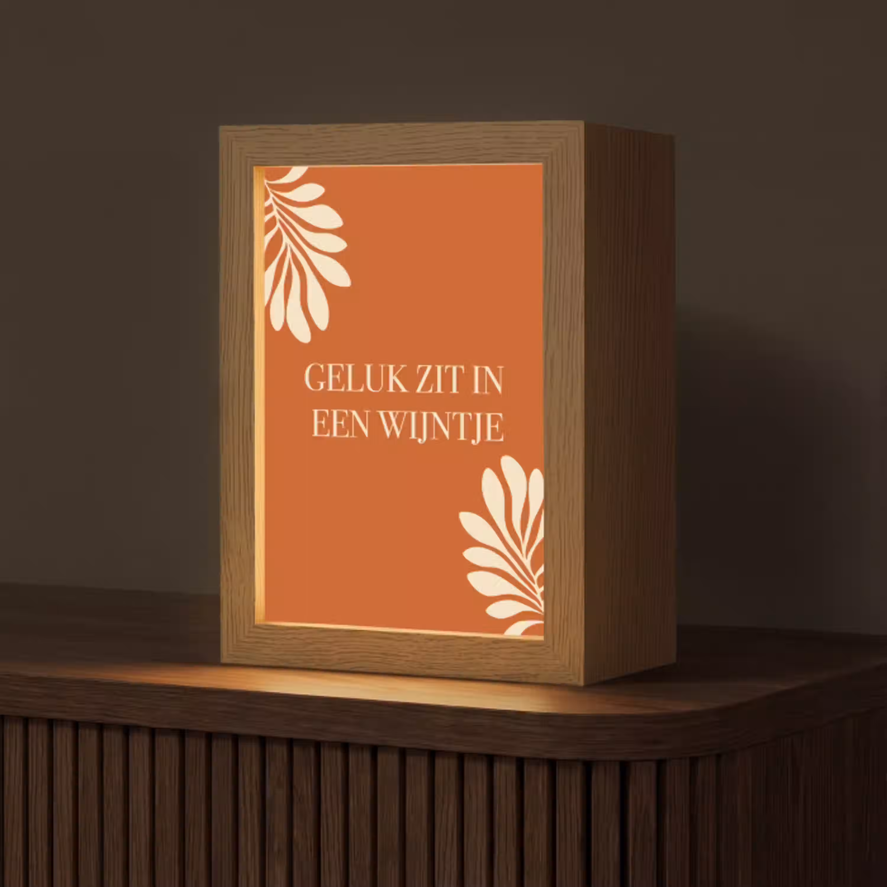 Oranje - Wijntje - Quote Light Box met kabel (Tafellamp) klein -z3d_website
