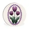 Tulpen - Paars - Lijst - Bladeren Wandcirkel aluminium klein -3d