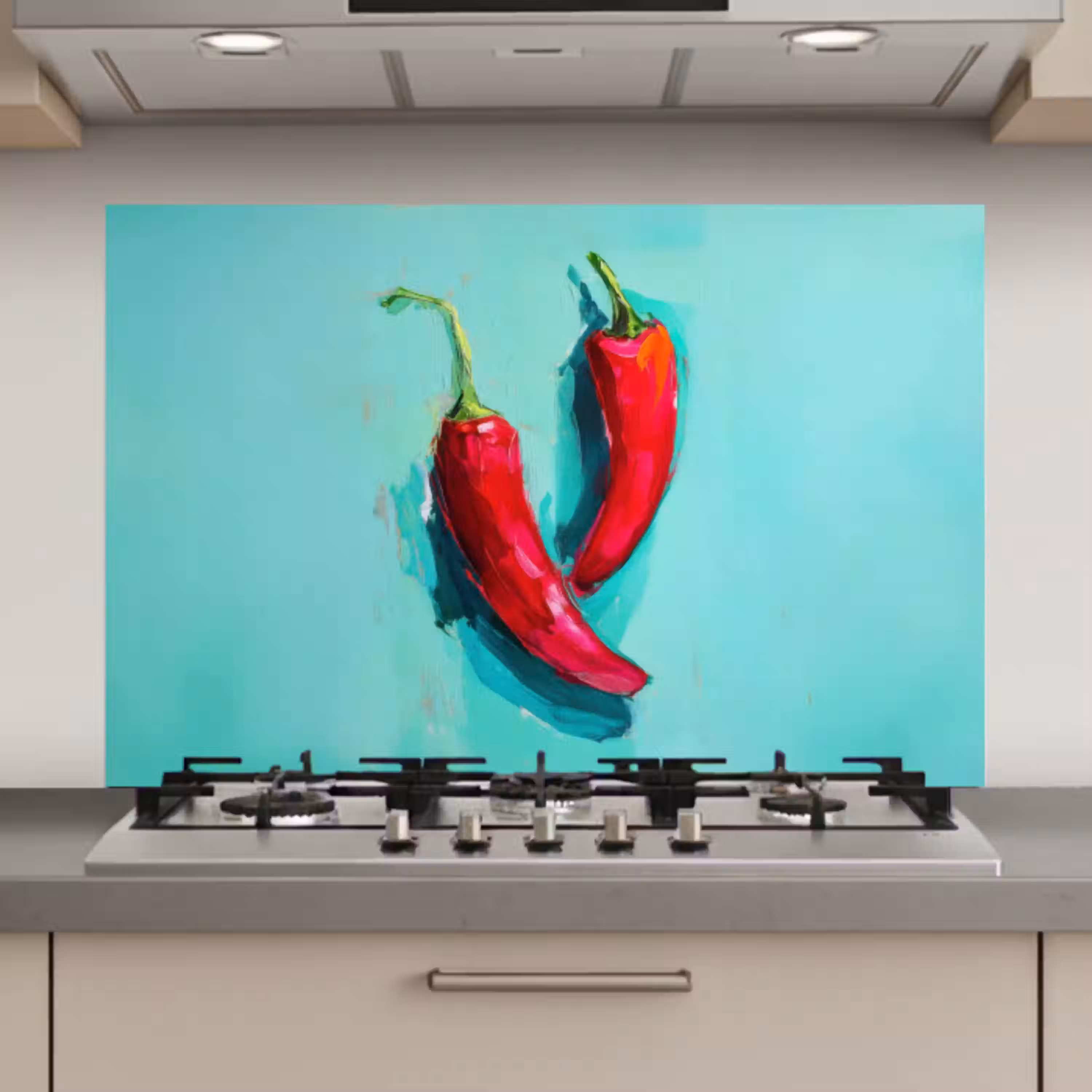 Chilipepers - Geverfd - Rood keuken achterwand spatscherm klein -3d_website