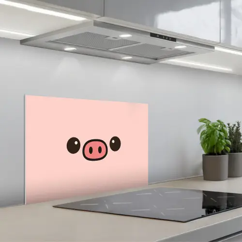 Varken - Roze - Minimalistisch keuken achterwand spatscherm klein -3d_schuin