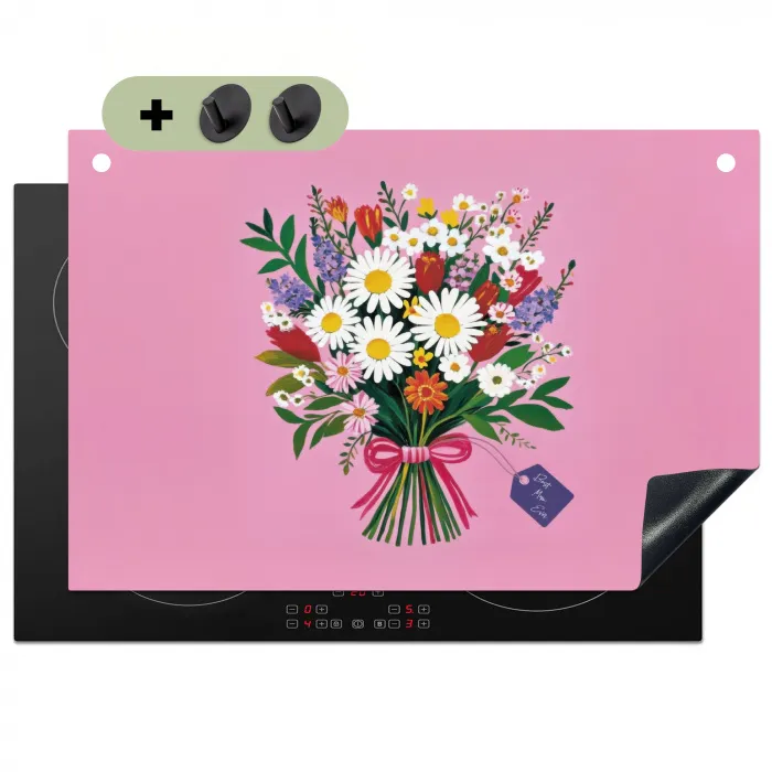 Bloemen - Quote - Kaartje - Kleurrijk Inductie beschemer met haakjes klein -3d