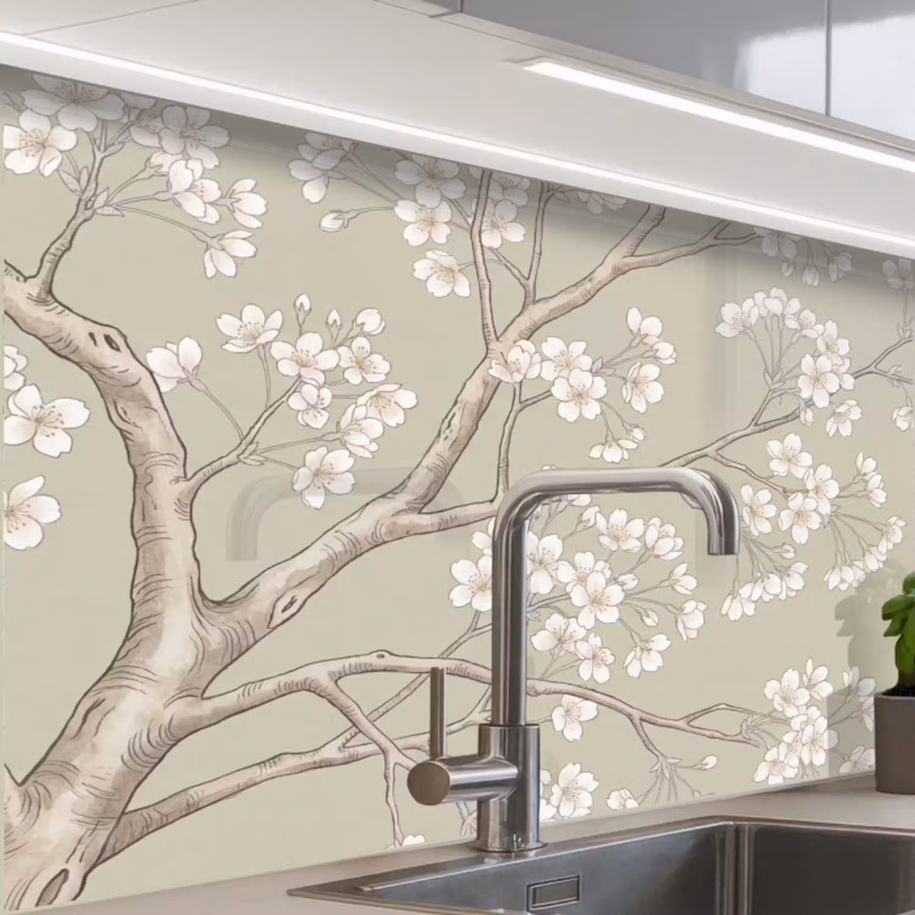 Sereen - Bloesem - Wit keuken achterwand 2 middel -zzzz3d_schuin