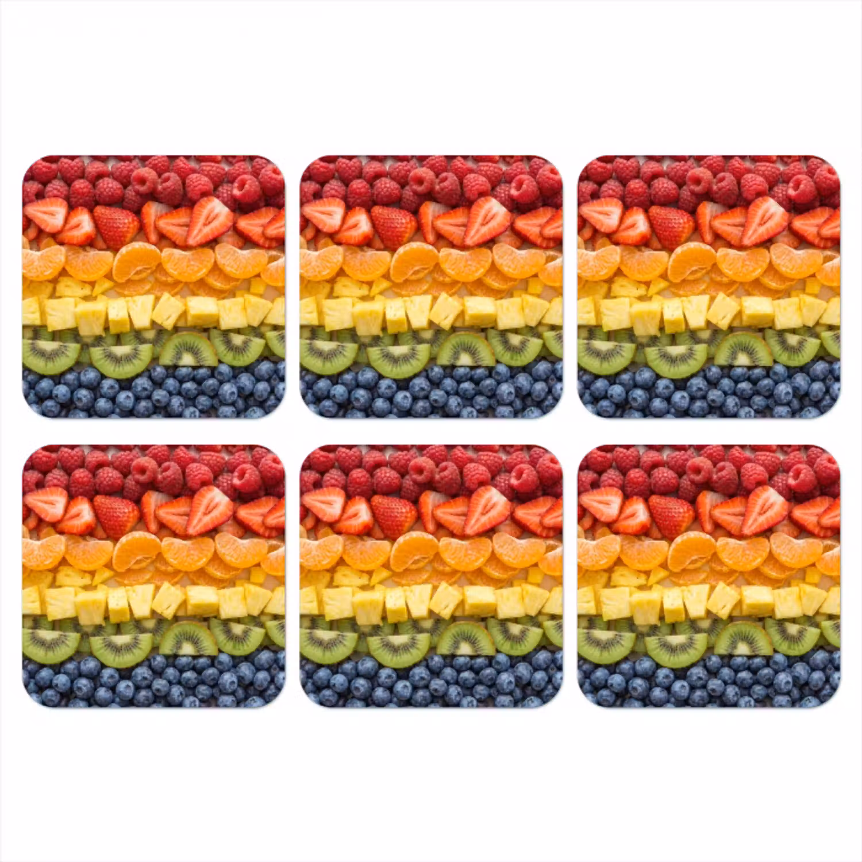 Fruit - Regenboog - Gezond - Kleurrijk onderzetter kurk middel -3d