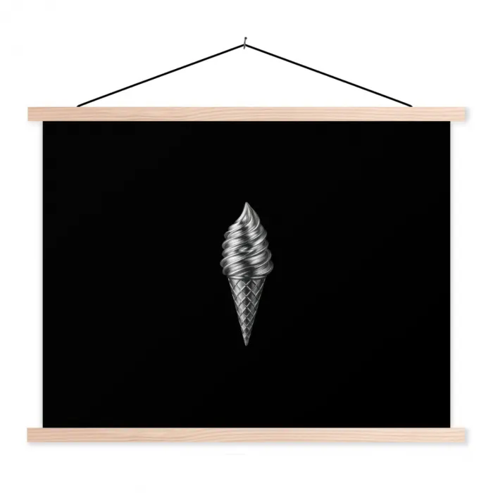 Softijs - Realistisch - Futuristisch textielposter latten blank klein -3d