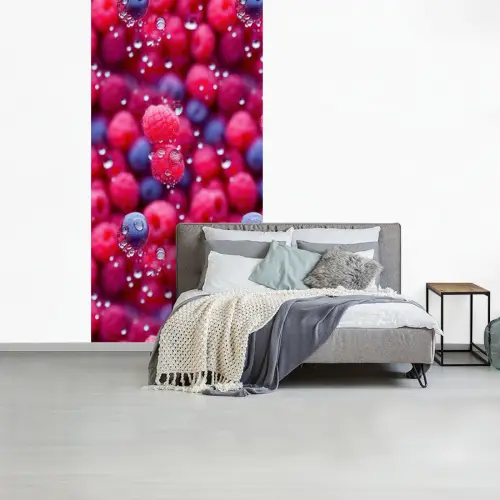 Frambozen - Bessen - Roze - Blauw fotobehang vinyl groot 64 -slaapkamer